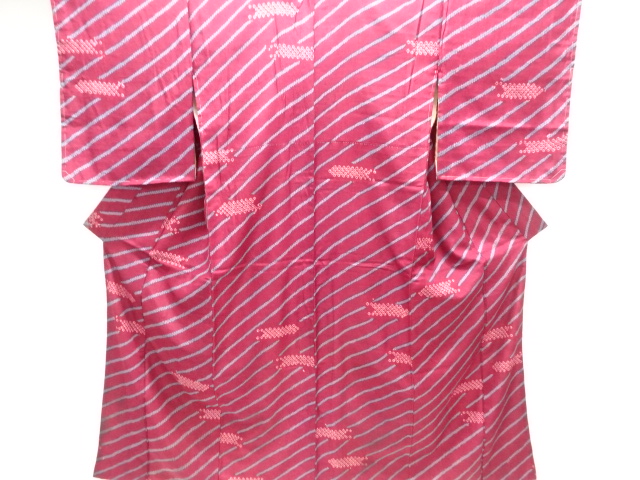 アンティーク　絞り斜め縞模様着物